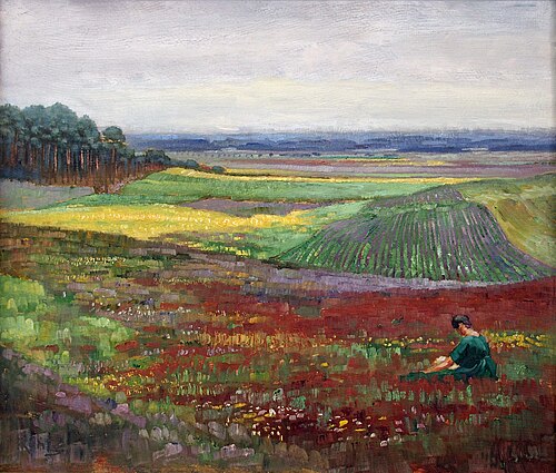 Weite Landschaft mit sitzender Frau, 1920, Albert König