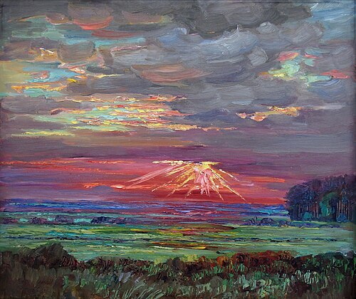 Sonnenuntergang (über flacher Landschaft), 1920, Albert König