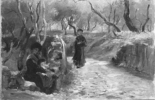 Hohlweg im Olivenhain (S. Terenzo), 1883, Albert Lang