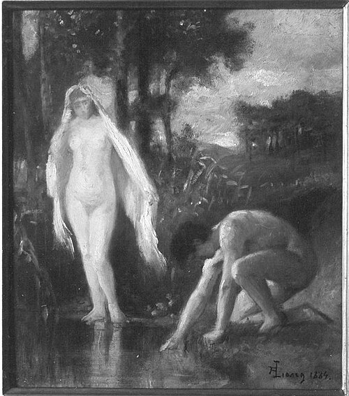 Badendes Paar in Landschaft, 1884, Albert Lang