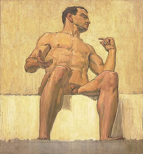 Sitzender Männerakt, , Albert Maennchen
