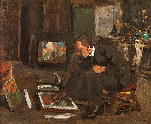 Hendrik Jan Wolter in atelier te Leusden, 1900, Hendrik Jan Wolter