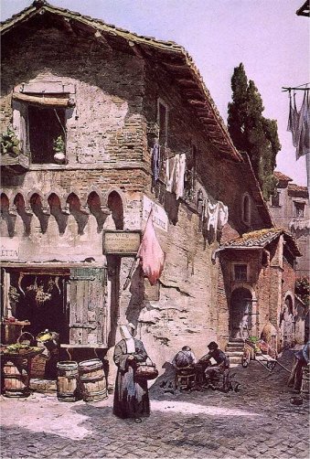 Via della Luce in Rome (rione Trastevere), 1880, Ettore Roesler Franz