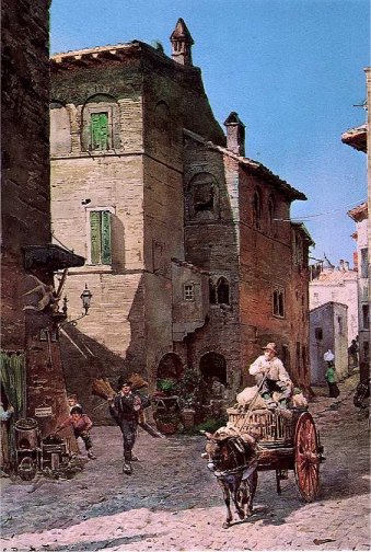 Vecchie Case a via della Lungaretta in Rome (rione Trastevere), 1880, Ettore Roesler Franz