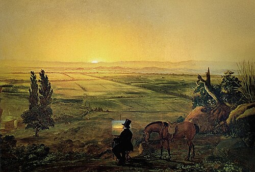 Vista de Santiago desde Peñalolén, 1853, Alejandro Cicarelli