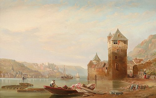 A view of Sankt Goarshausen, , George Clarkson Stanfield