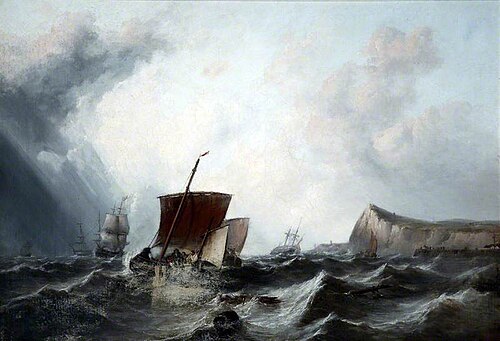 Shipping off Shakespeare Cliff, Dover, , George Clarkson Stanfield
