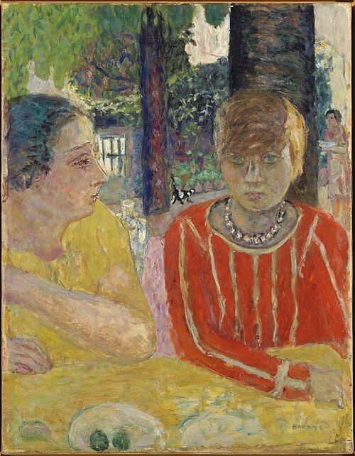 Reine Natanson et Marthe Bonnard au corsage rouge, 1928, Pierre Bonnard