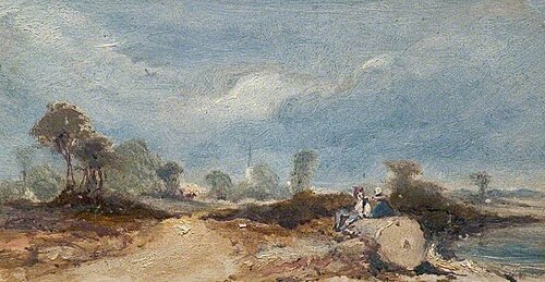 Rural Landscape with Figures and a Church*, , Claude Thomas Stanfield Moore