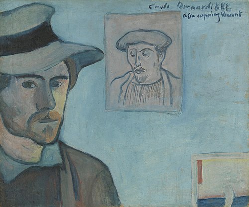 Autoportrait avec le portrait de Gauguin, 1888, Émile Bernard