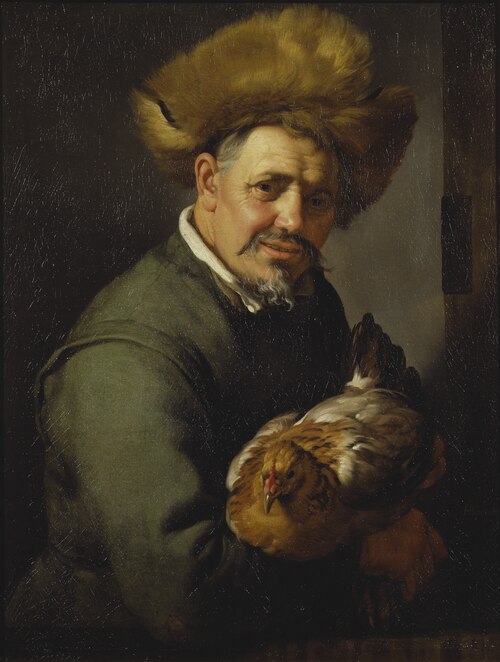 Old Man with a Hen, 1630, Hendrick Bloemaert