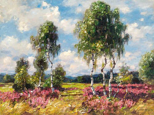 Birches in a heath landscape, Viktring, 1908, Alexander Koester