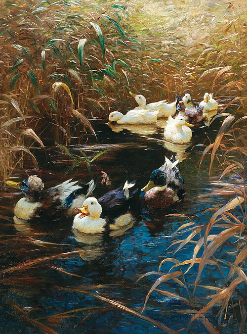 Ducks in autumn reeds, 1932, Alexander Koester