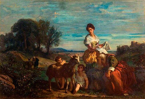 Children Playing with a Lamb, 1850, Barthélemy Menn