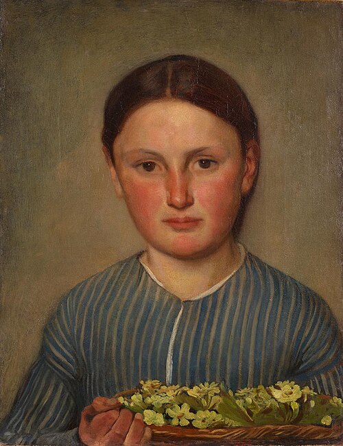 Waadtländer Mädchen mit Schlüsselblumen, 1845, Barthélemy Menn
