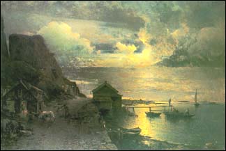 Fjällbacka i månsken, 1881, Alfred Wahlberg