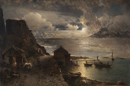 Moonlight, Fjällbacka, 1881, Alfred Wahlberg