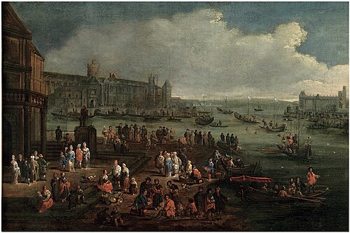 An Italianate harbour with numerous figures, , Adriaen Frans Boudewyns