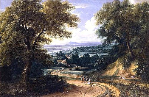 Landscape with Travellers, 1650, Adriaen Frans Boudewyns