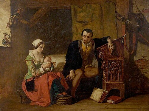 The Origin of the Stocking Loom, 1847, Alfred Elmore