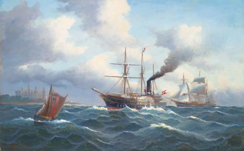 En hjuldamper ud for Kronborg., 1896, Alfred Jensen