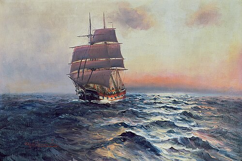 Sailing Ship at Sea, 1910, Alfred Jensen