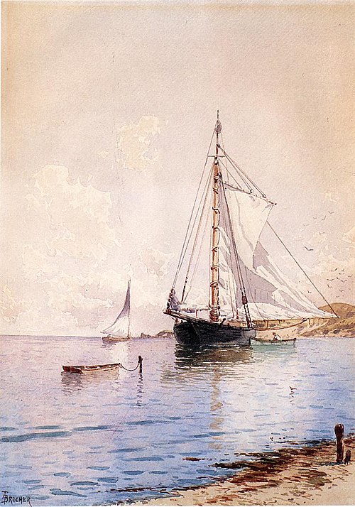 Drying the Main at Anchor, 1850, Alfred Thompson Bricher