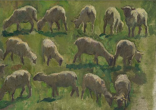 Sheep in a Field (Study), 1909, Henry Luyten