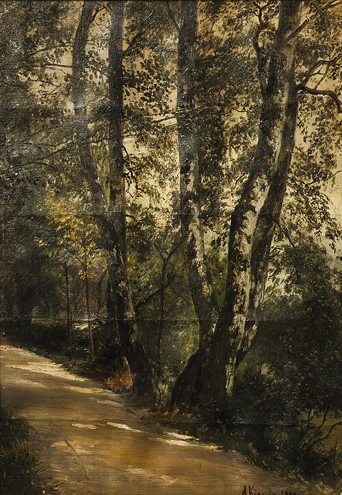 Birches by the roadside, 1900, Alois Kirnig
