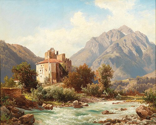 Forst Castle on the Adige near Merano, 1873, Alois Kirnig