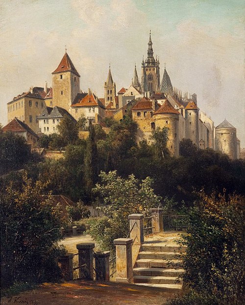 A view of Prague Castle from Chotkova street, 1899, Alois Kirnig