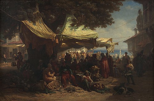 Constantinople Market, 1868, Alois Schönn