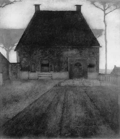 Maannacht (ouderlijk huis), 1914, Jan Mankes