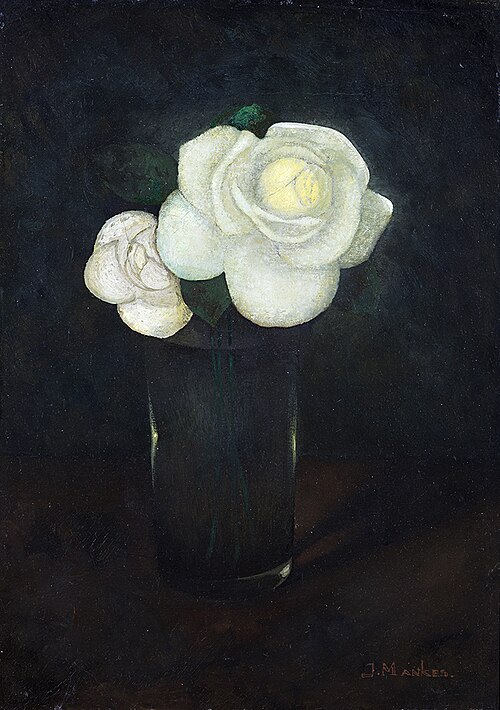 Bloemstilleven: Camelia's in glas, 1913, Jan Mankes