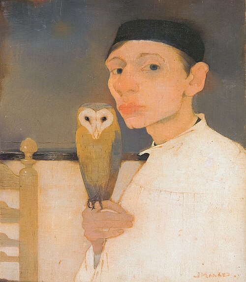 Self-portrait with owl, 1911, Jan Mankes