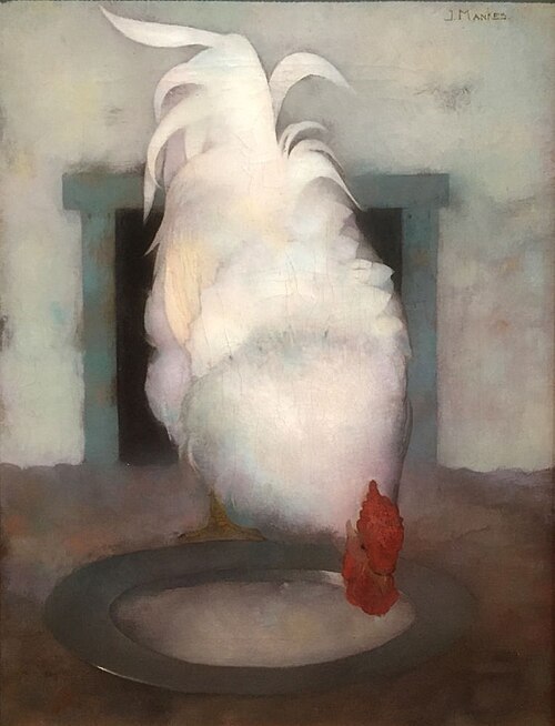 Haan (Wyandotte) met tinnen schotel, 1913, Jan Mankes