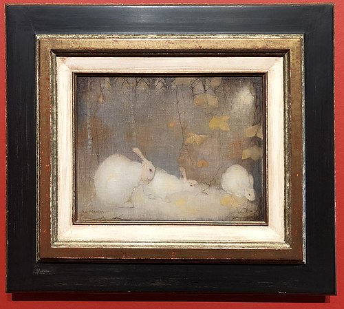 White rabbits in autumn forest, 1911, Jan Mankes