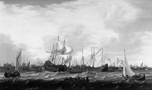 Ships on the Sea off Amsterdam, 1717, Adam Silo