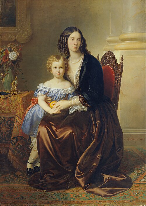 Leonie Countess Lanckorońska, née Countess Potocka, with her son Karl, 1852, Karl von Blaas
