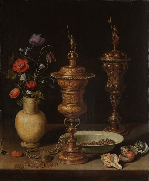 Nature morte aux fleurs et aux coupes, 1612, Clara Peeters