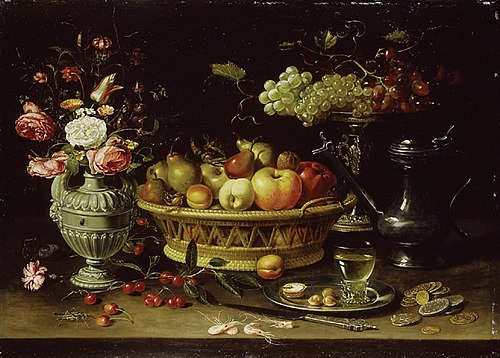 Still life of fruit and flowers, 1613, Clara Peeters