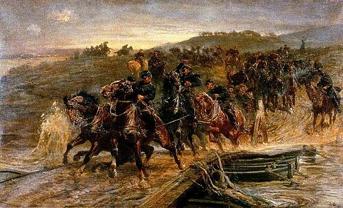 French Artillery Crossing the Flooded Aisne and Saving the Guns, 1915, John Charlton