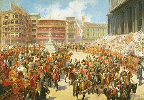 'God Save The Queen': Queen Victoria arriving at St Paul's Cathedral on the occasion of the Diamond , 1898, John Charlton