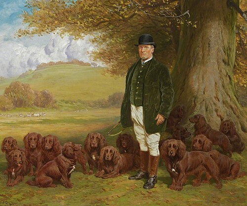 Keeper Hazell and Spaniels, 1904, John Charlton