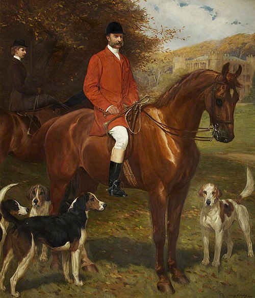 Colonel Frederic Coutenay Morgan (1834 - 1909) in front of  Ruperra Castle with his Daughter, The Ho, 1893, John Charlton