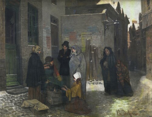 Le moulin à café en Scène d'hiver, 1857, Charles de Groux