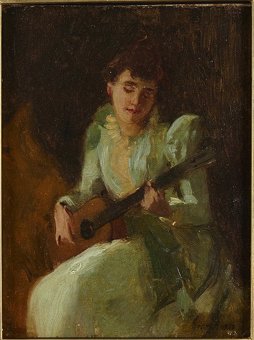 Lady Playing Guitar, , William Merritt Chase