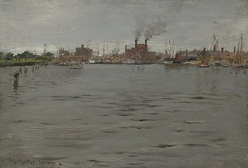 Harbor Scene, Brooklyn Dock, 1886, William Merritt Chase