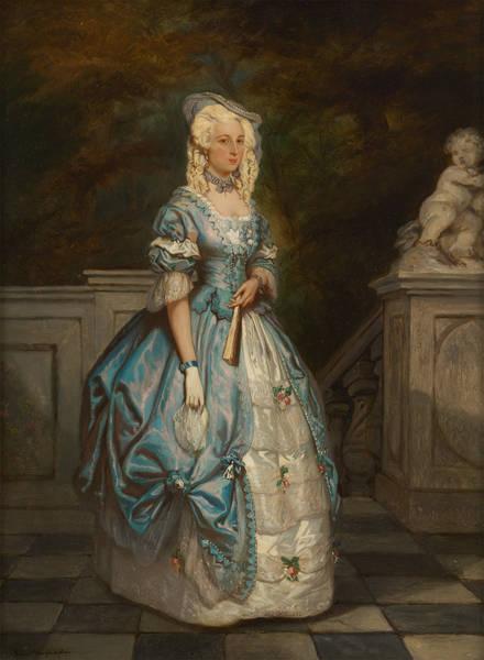 Young woman with a fan, 1850, Ernest Slingeneyer