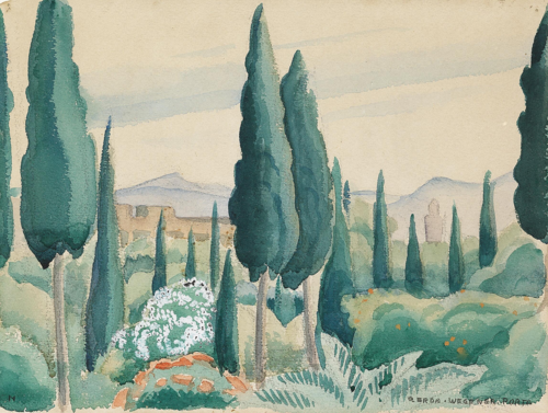 A Moroccan landscape with pine trees., 1922, Gerda Wegener